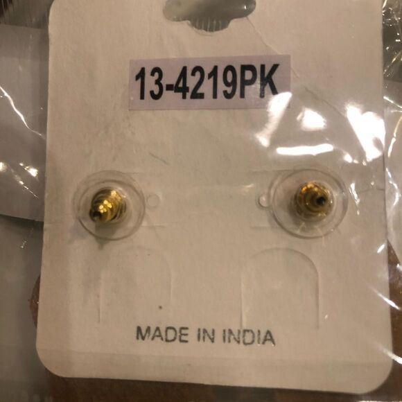 Rose’ All Day Wine Glass Earrings Gold and Pink Dangle - Picture 2 of 2